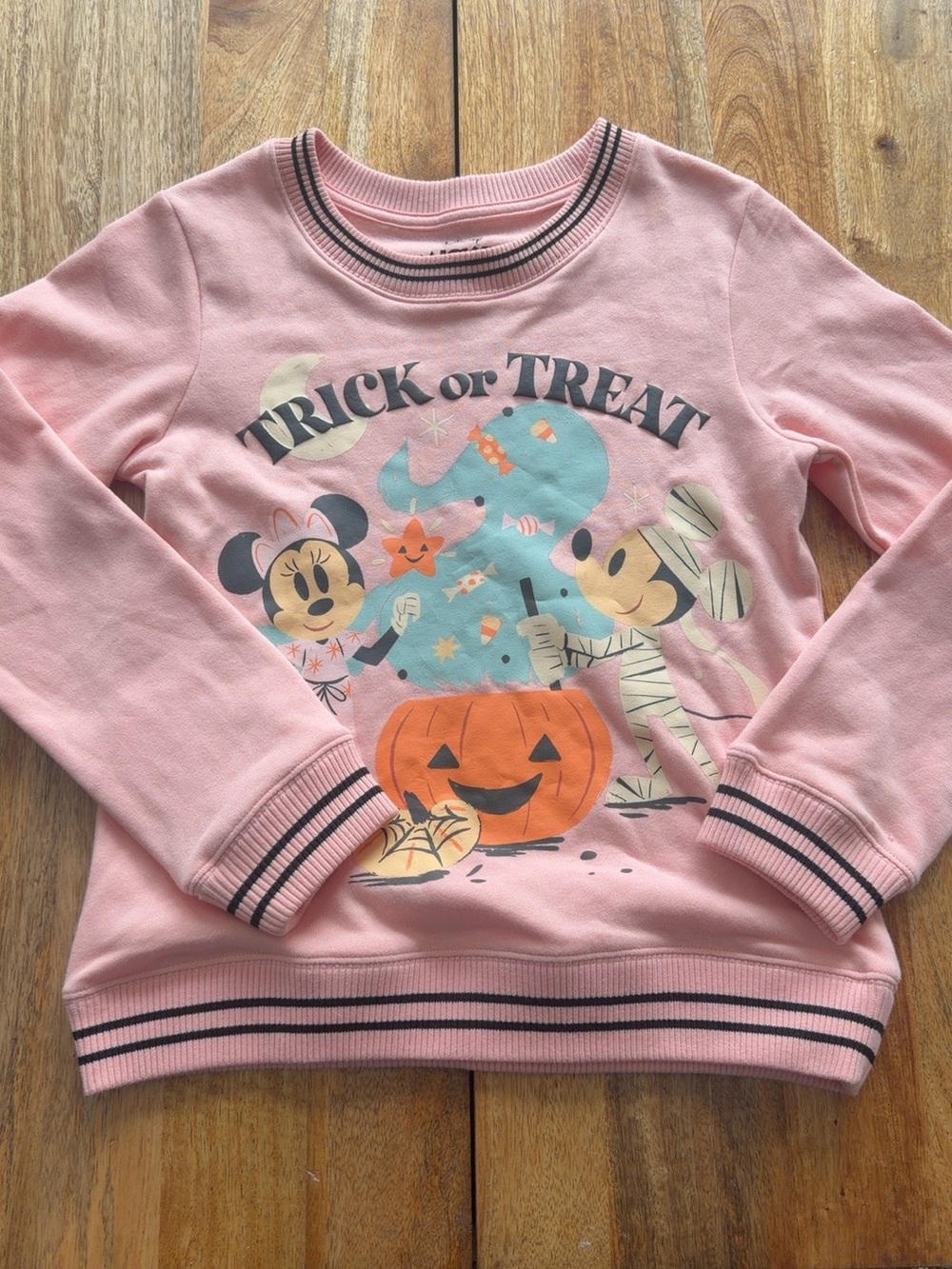 Disney Mickey Mouse Trick or Treat sweatshirt Girls Large Pink Halloween